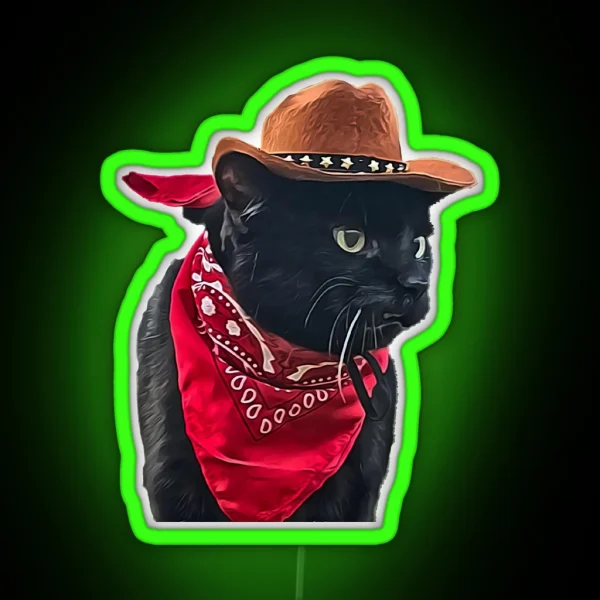 Cowboy Cat 2 RGB Neon Sign