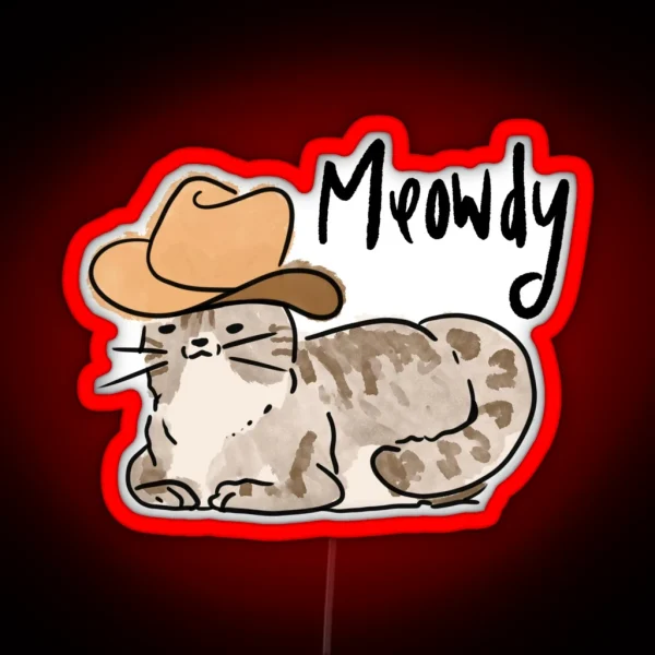 Cowboy Cat Meowdy Funny Brown RGB Neon Sign