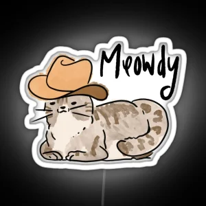 Cowboy Cat Meowdy Funny Brown RGB Neon Sign