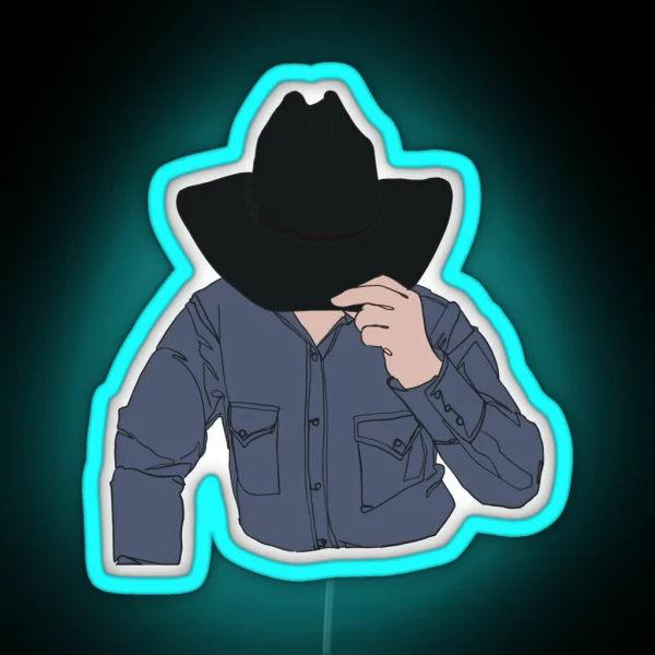 Cowboy Keegan Hiding His Face RGB Neon Sign