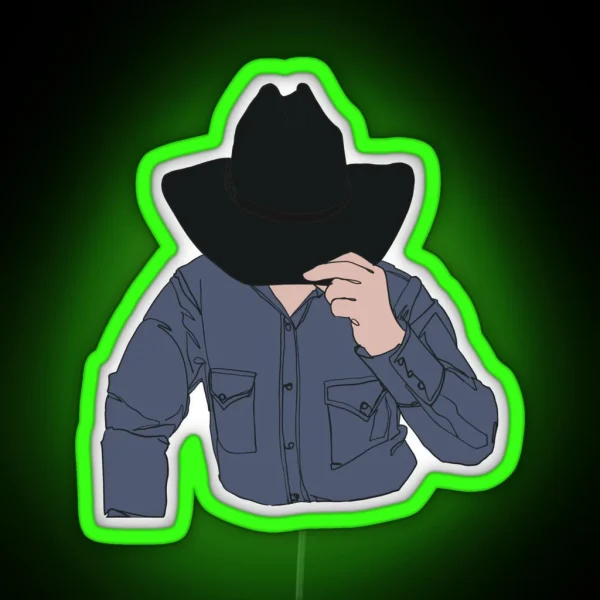Cowboy Keegan Hiding His Face RGB Neon Sign