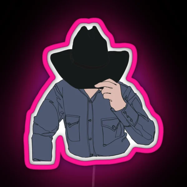 Cowboy Keegan Hiding His Face RGB Neon Sign