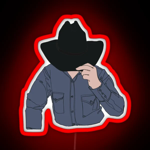 Cowboy Keegan Hiding His Face RGB Neon Sign