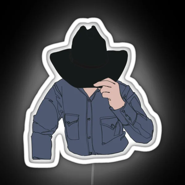 Cowboy Keegan Hiding His Face RGB Neon Sign