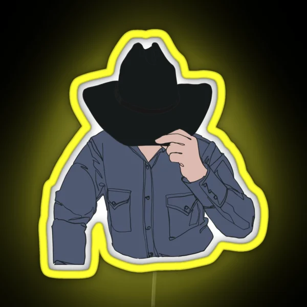 Cowboy Keegan Hiding His Face RGB Neon Sign