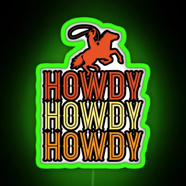 Cowboy On A Horse Howdy Design RGB Neon Sign