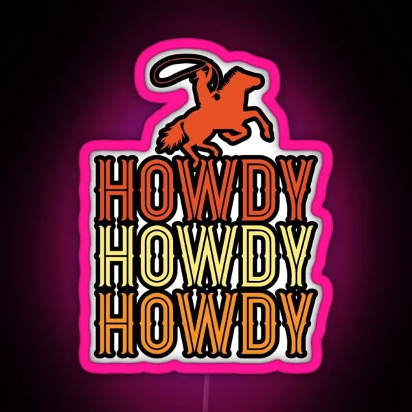 Cowboy On A Horse Howdy Design RGB Neon Sign