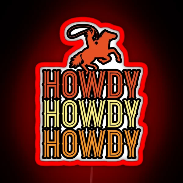 Cowboy On A Horse Howdy Design RGB Neon Sign
