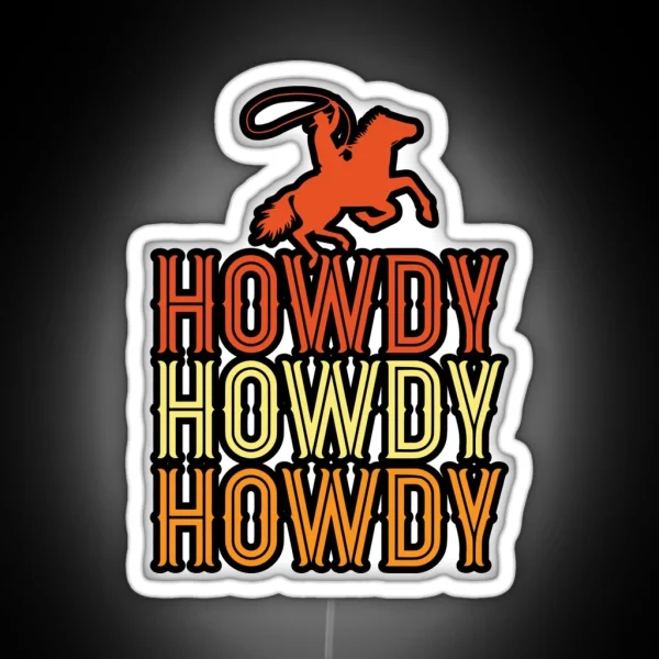 Cowboy On A Horse Howdy Design RGB Neon Sign