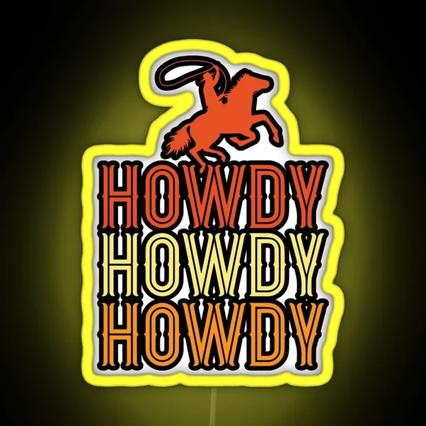 Cowboy On A Horse Howdy Design RGB Neon Sign