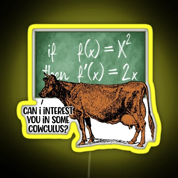 Cowculus Funny Math Gift RGB Neon Sign