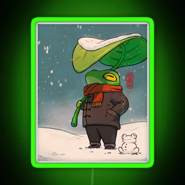 Cozy Bundled Up Frog For Winter RGB Neon Sign