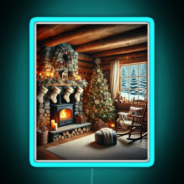 Cozy Christmas In A Rustic Cabin RGB Neon Sign