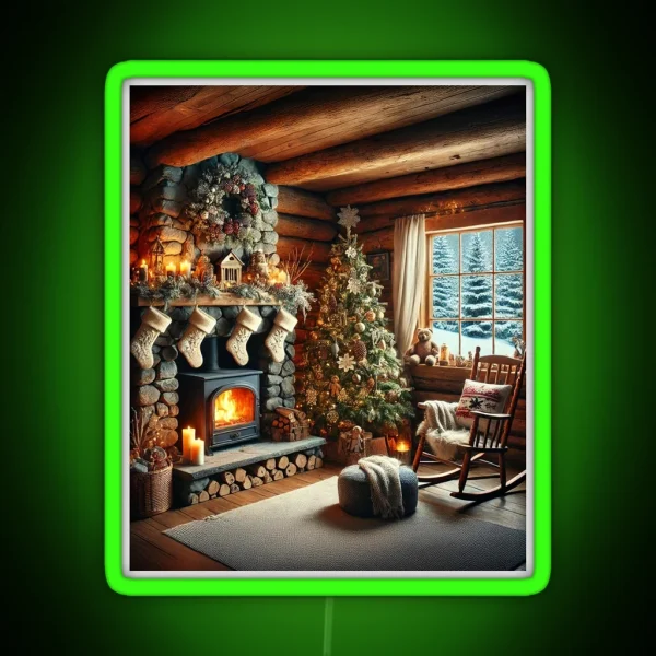 Cozy Christmas In A Rustic Cabin RGB Neon Sign