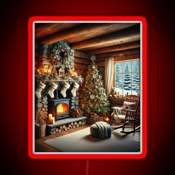 Cozy Christmas In A Rustic Cabin RGB Neon Sign