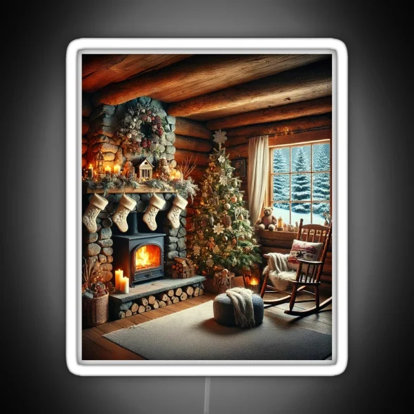 Cozy Christmas In A Rustic Cabin RGB Neon Sign