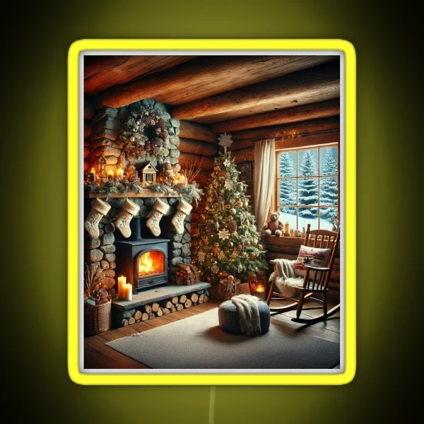 Cozy Christmas In A Rustic Cabin RGB Neon Sign