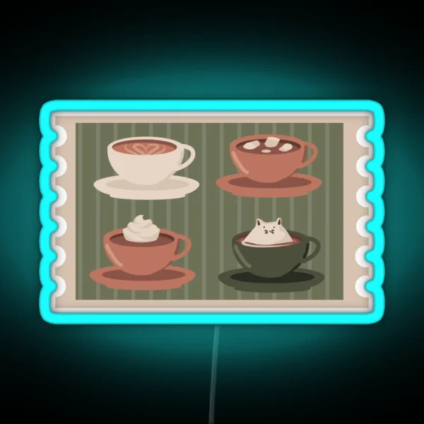 Cozy Coffee Cups RGB Neon Sign