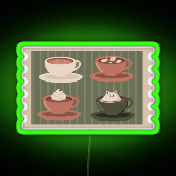 Cozy Coffee Cups RGB Neon Sign