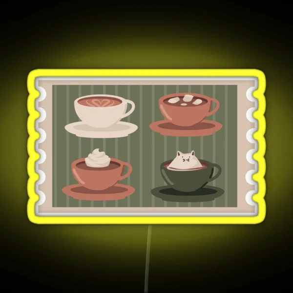 Cozy Coffee Cups RGB Neon Sign