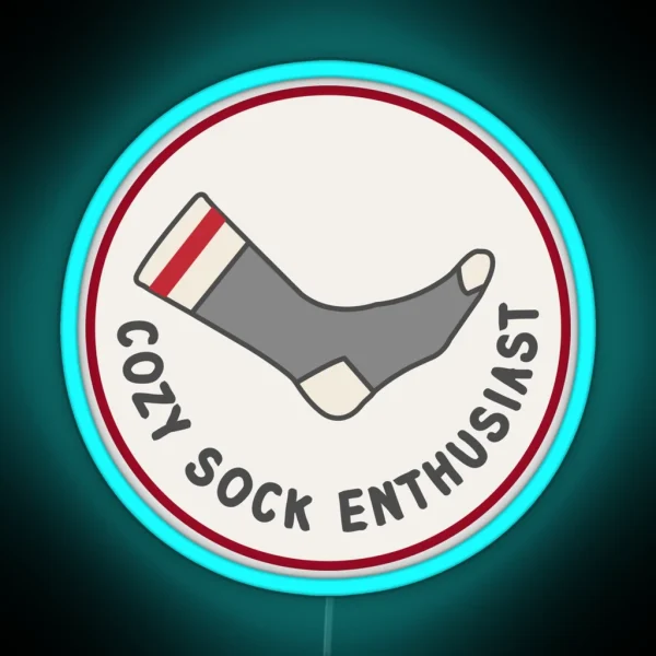 Cozy Sock Enthusiast Grey Red Sock Duray RGB Neon Sign