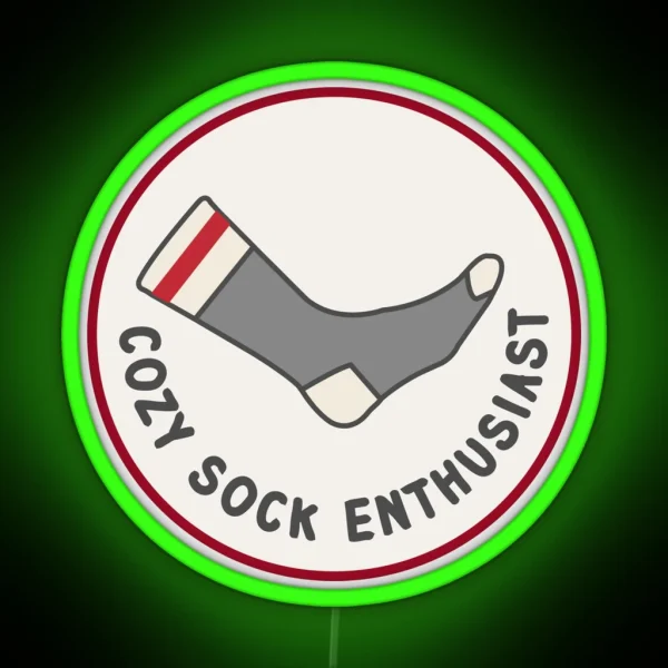 Cozy Sock Enthusiast Grey Red Sock Duray RGB Neon Sign