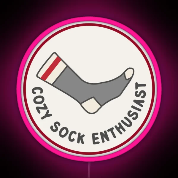 Cozy Sock Enthusiast Grey Red Sock Duray RGB Neon Sign