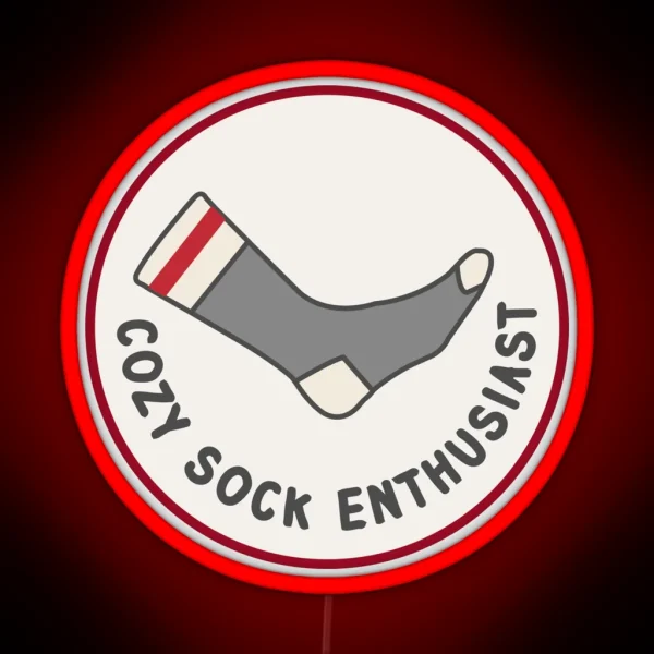 Cozy Sock Enthusiast Grey Red Sock Duray RGB Neon Sign