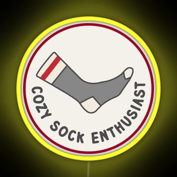 Cozy Sock Enthusiast Grey Red Sock Duray RGB Neon Sign