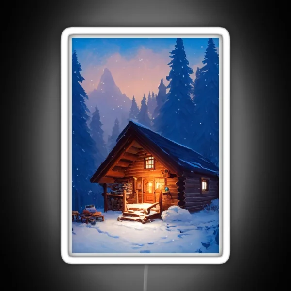 Cozy Winter Cabin RGB Neon Sign