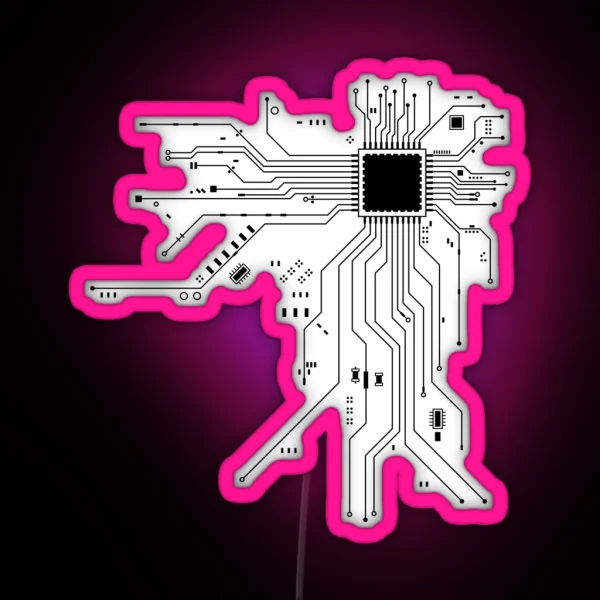 CPU Processor Circuit Diagram RGB Neon Sign