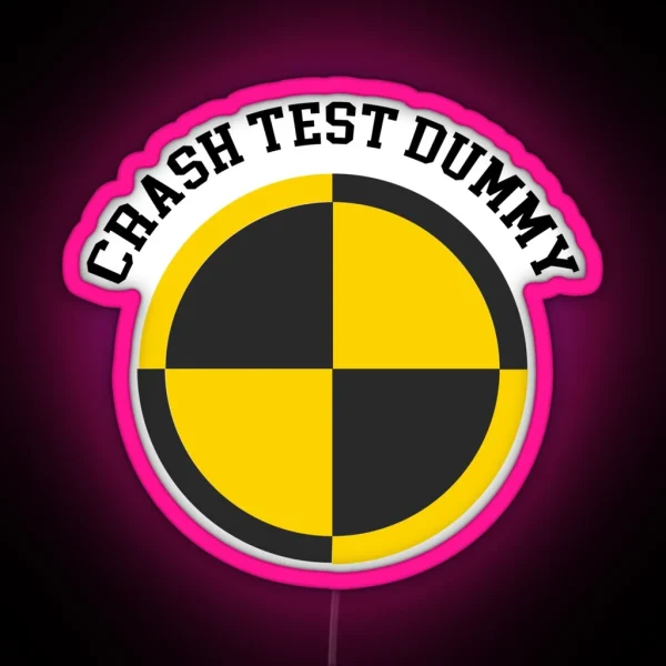 Crash Test Dummy Yellow Man Testing Car Crash Led RGB Neon Sign