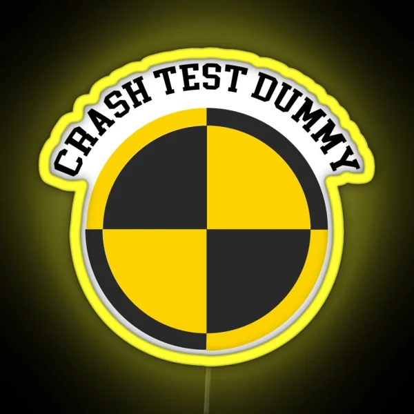 Crash Test Dummy Yellow Man Testing Car Crash Led RGB Neon Sign