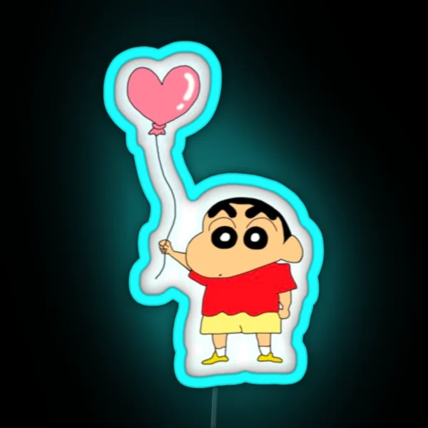 Crayon Shin Chan Heart Balloon RGB Neon Sign