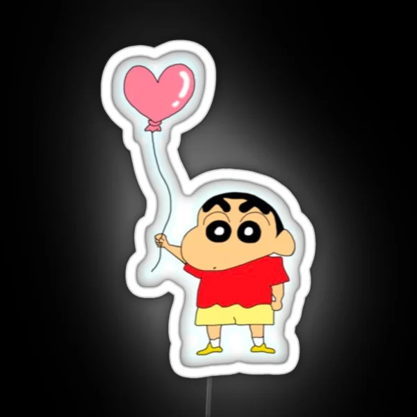 Crayon Shin Chan Heart Balloon RGB Neon Sign
