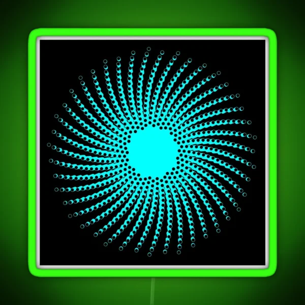 Crazy Circles Fluorescent Green Fluorescent Blue Abstract Illustration RGB Neon Sign