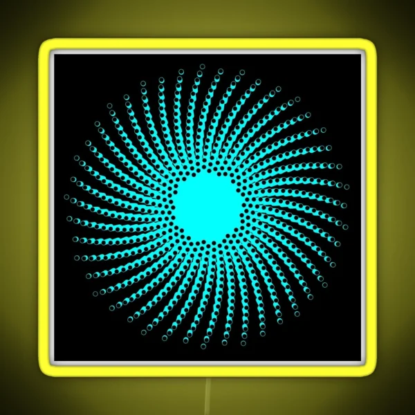 Crazy Circles Fluorescent Green Fluorescent Blue Abstract Illustration RGB Neon Sign