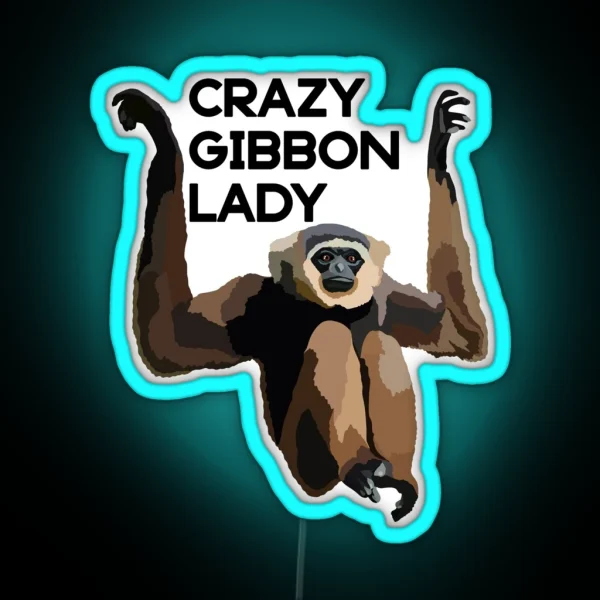 Crazy Gibbon Lady RGB Neon Sign