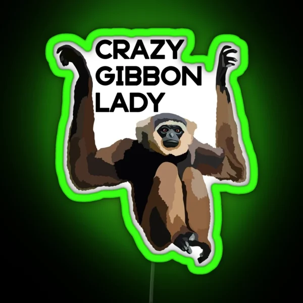 Crazy Gibbon Lady RGB Neon Sign