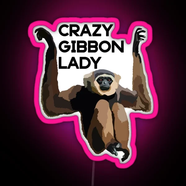 Crazy Gibbon Lady RGB Neon Sign