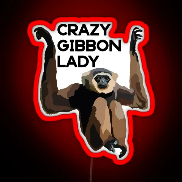Crazy Gibbon Lady RGB Neon Sign