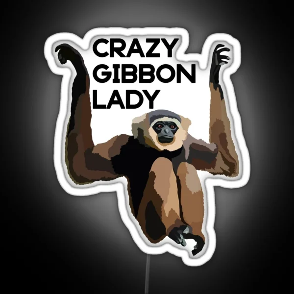 Crazy Gibbon Lady RGB Neon Sign