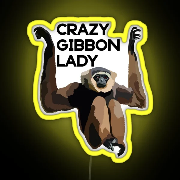 Crazy Gibbon Lady RGB Neon Sign