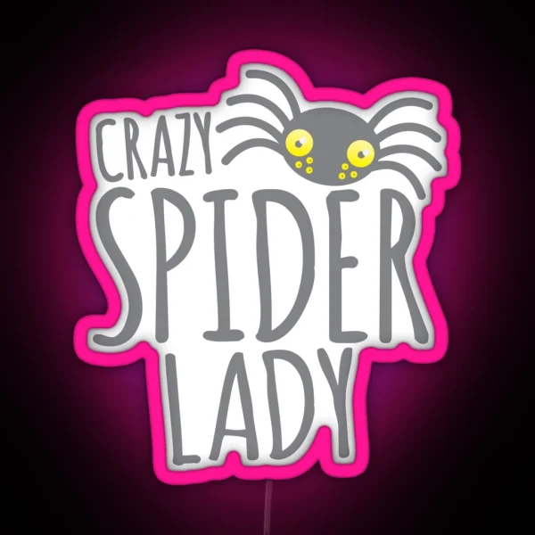 CRAZY SPIDER LADY RGB Neon Sign