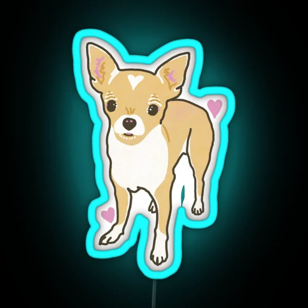 Cream And White Short Hair Chihuahua RGB Neon Sign
