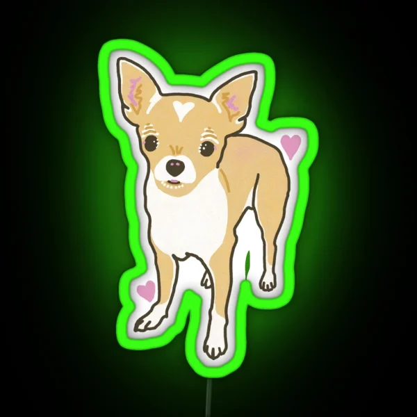Cream And White Short Hair Chihuahua RGB Neon Sign