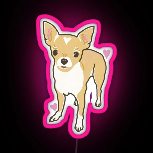 Cream And White Short Hair Chihuahua RGB Neon Sign