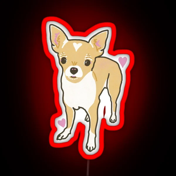 Cream And White Short Hair Chihuahua RGB Neon Sign