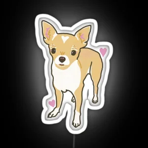 Cream And White Short Hair Chihuahua RGB Neon Sign