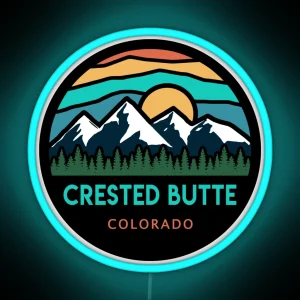 Crested Butte Colorado Mountain Scene RGB Neon Sign